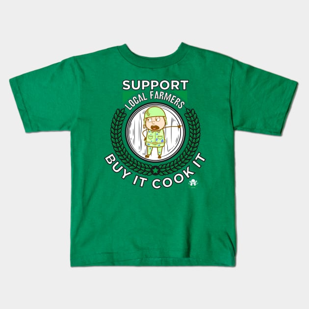 Local farmers need help buy local father day gift ideas Kids T-Shirt by Cooking and Cycling